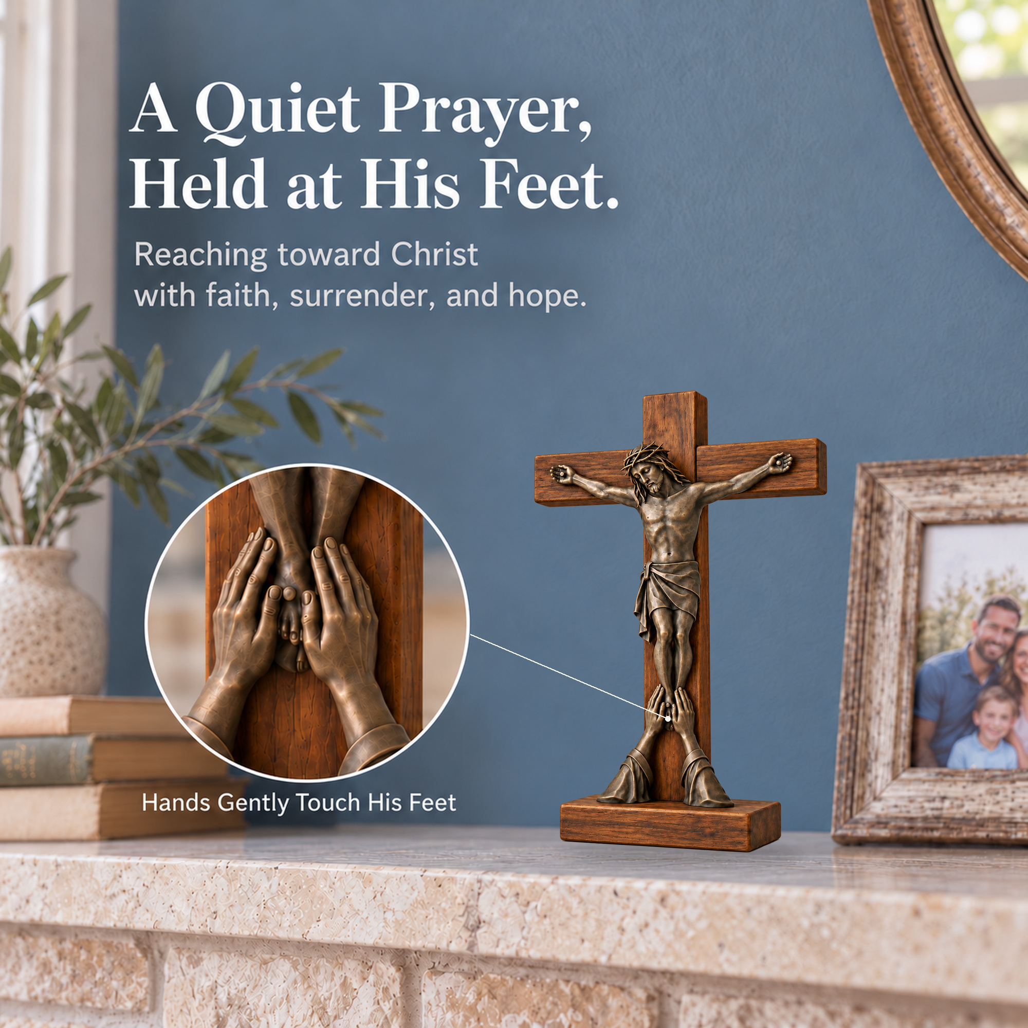At His Feet Tabletop Crucifix
