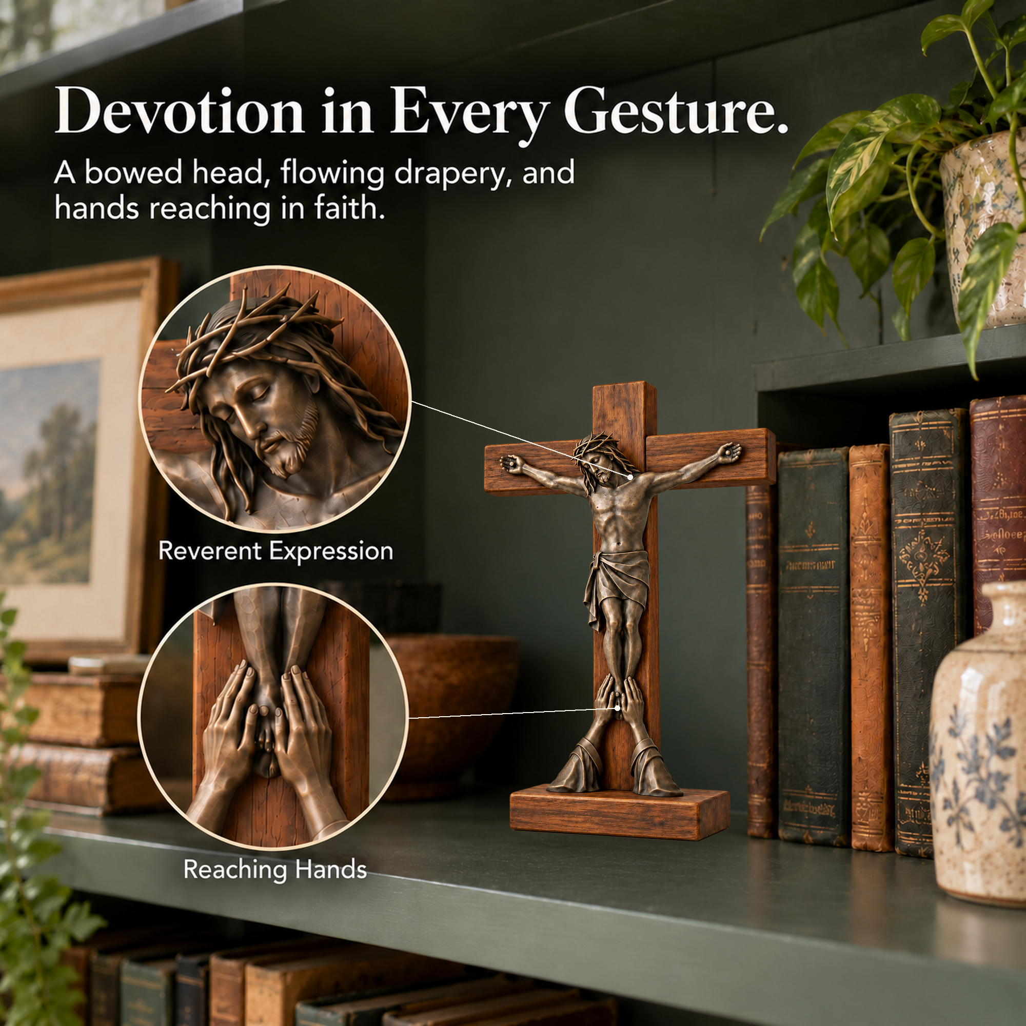 At His Feet Tabletop Crucifix