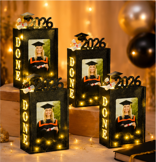 Set of 4 2026 Graduation Photo Frame Lanterns with Lights