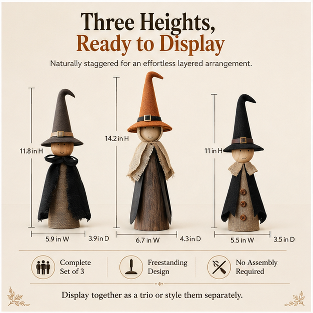 The Witch Sisters Wooden Figurines – Set of 3