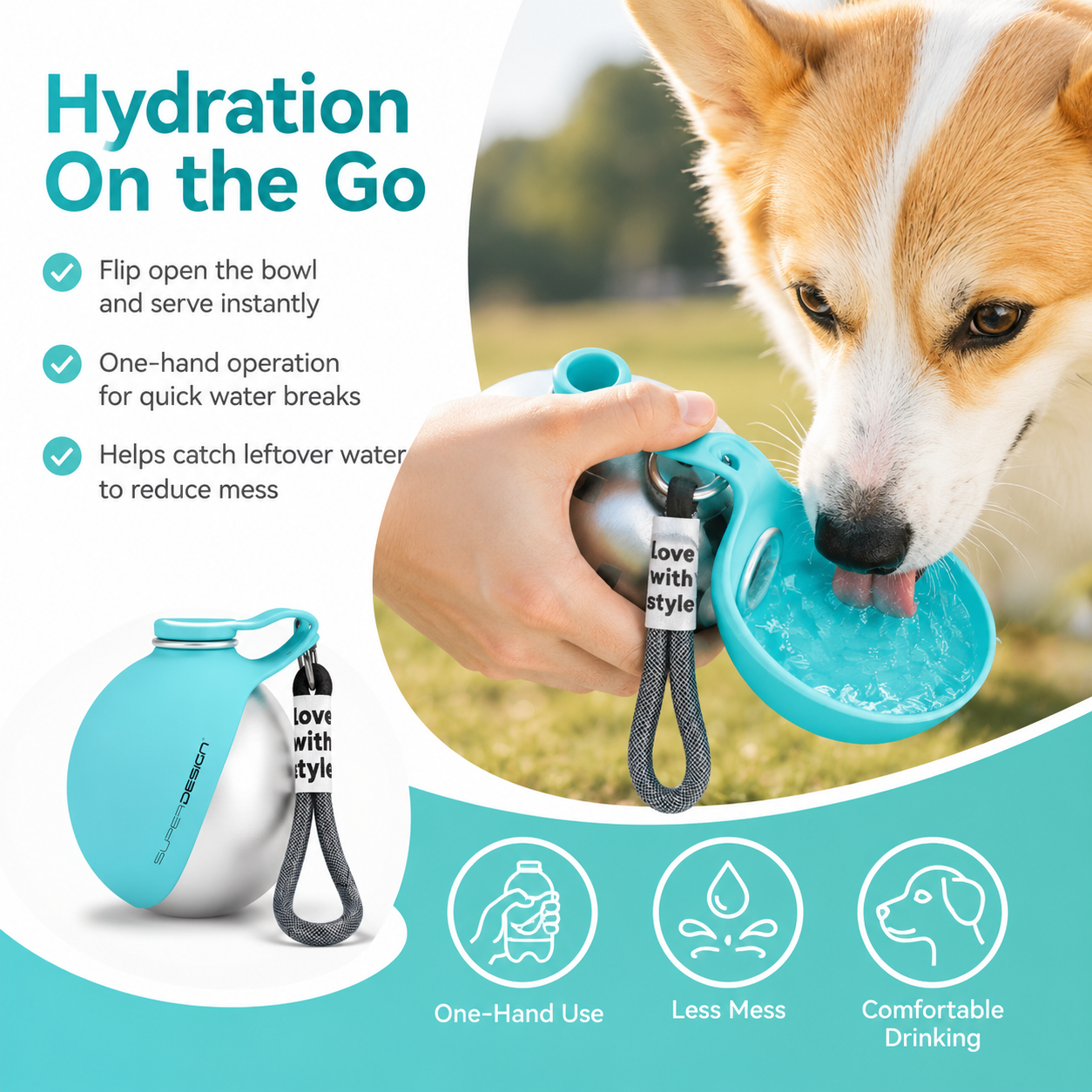 Portable Foldable Pet Water Bottle 285ml – Travel & Walk-Friendly Dog Water Bottle