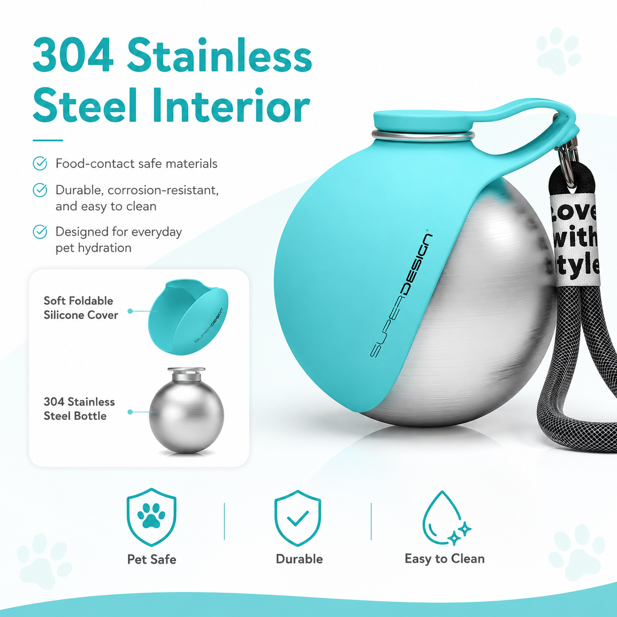 Portable Foldable Pet Water Bottle 285ml – Travel & Walk-Friendly Dog Water Bottle