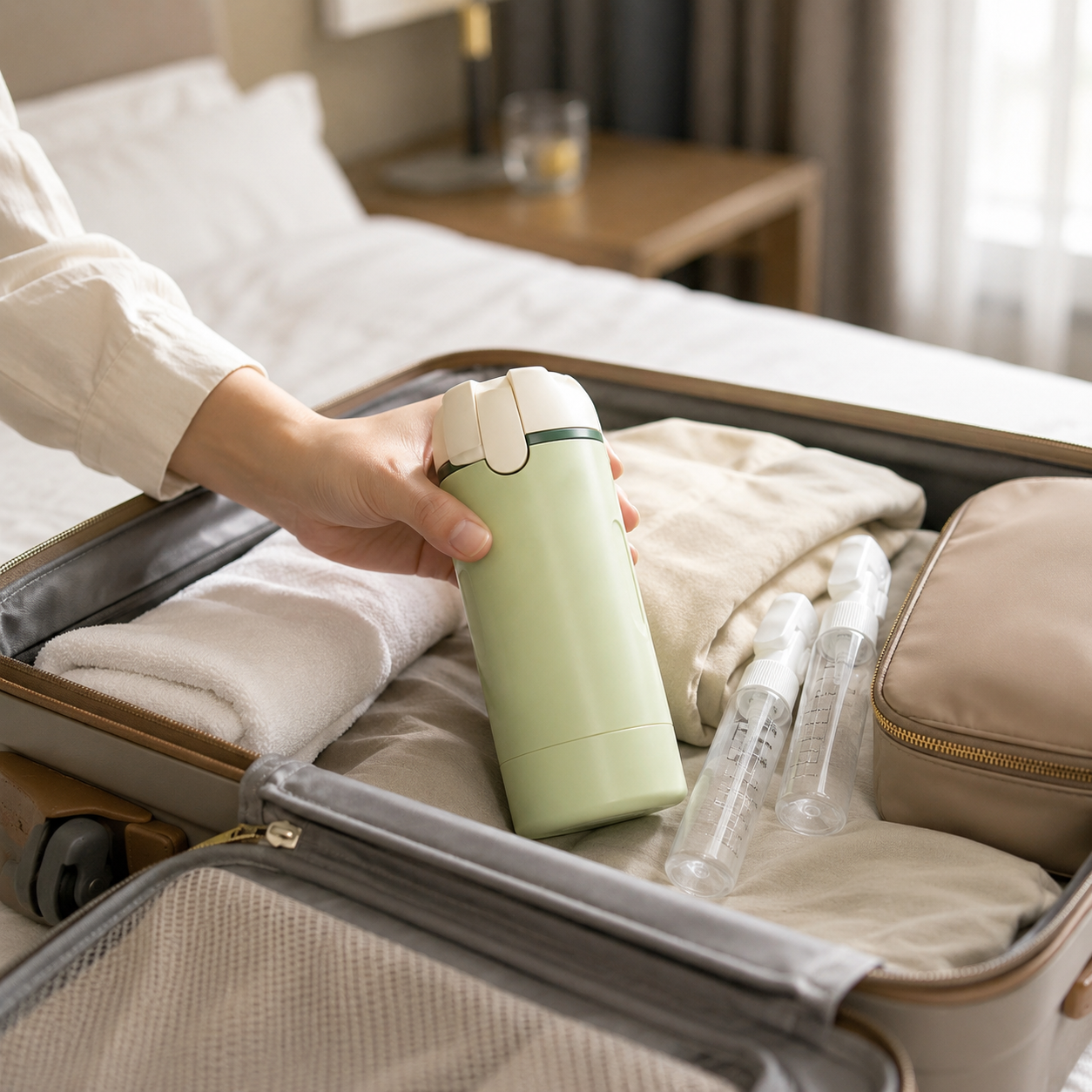 Portable Foam Dispenser Bottle Set with 4 Refillable 30ml Travel Bottles