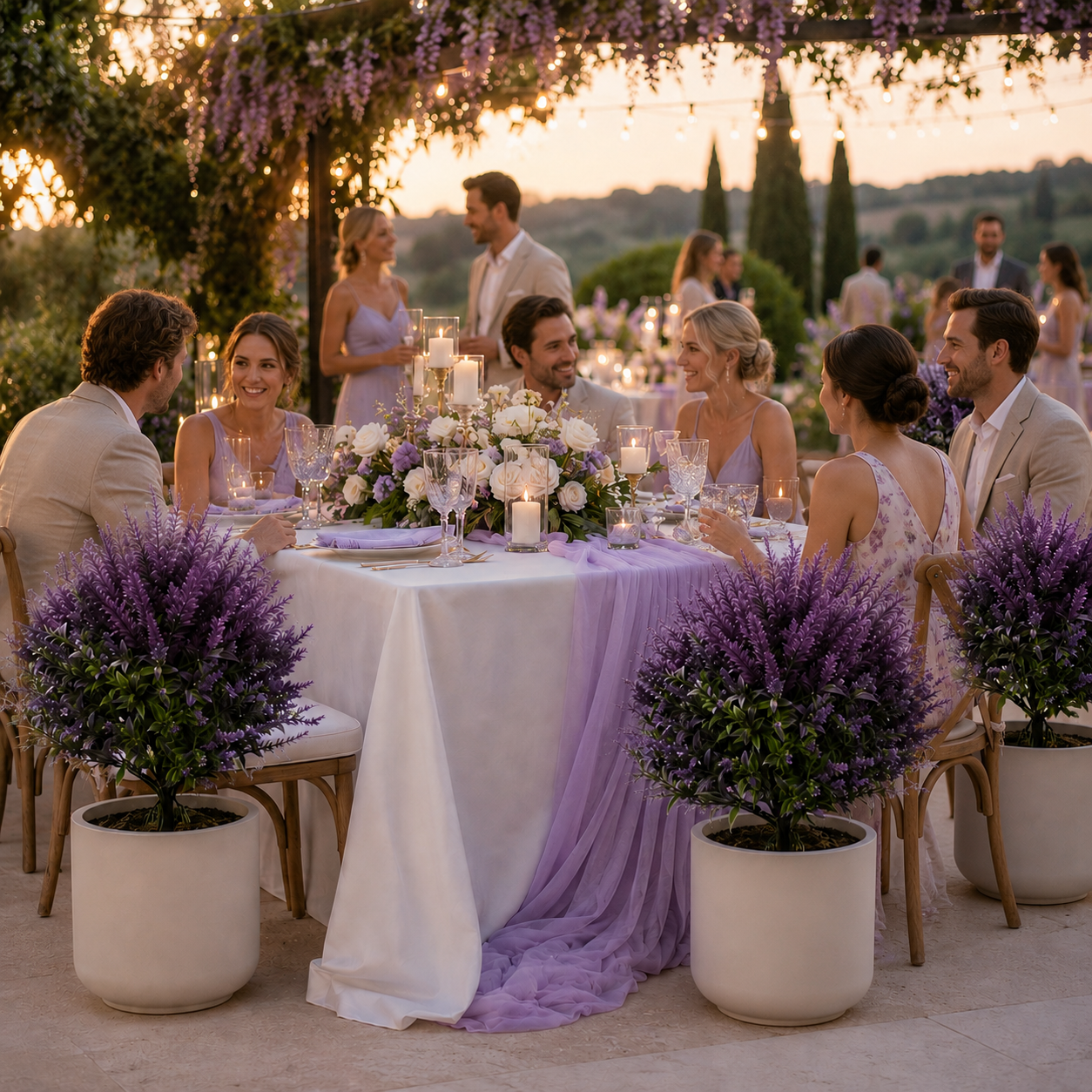 Artificial Lavender Topiary Stakes, Purple Faux Plants with Green Foliage, Indoor/Outdoor Decorative Garden Ornaments