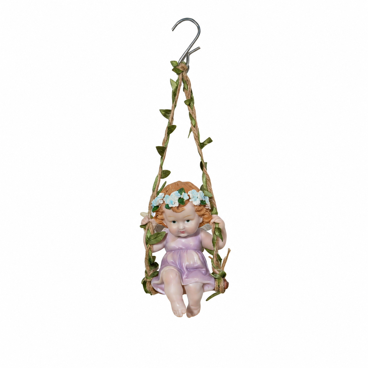 Hanging Angel Figurines – Set of 2 Cute Swinging Garden Angels
