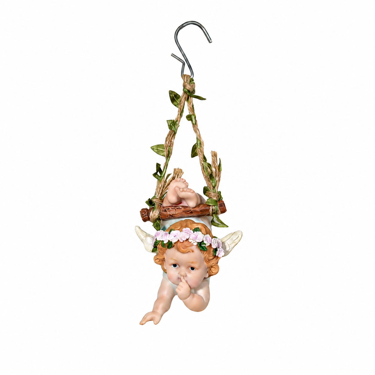 Hanging Angel Figurines – Set of 2 Cute Swinging Garden Angels