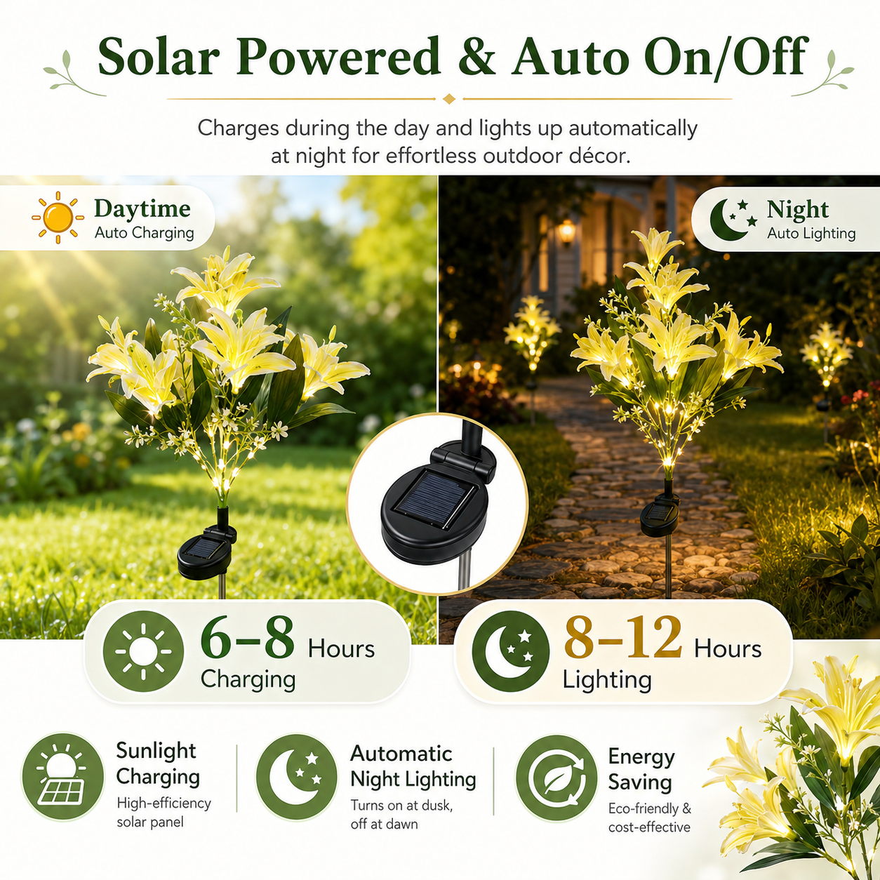 Solar Lily Lights – Outdoor Waterproof LED Garden Stakes