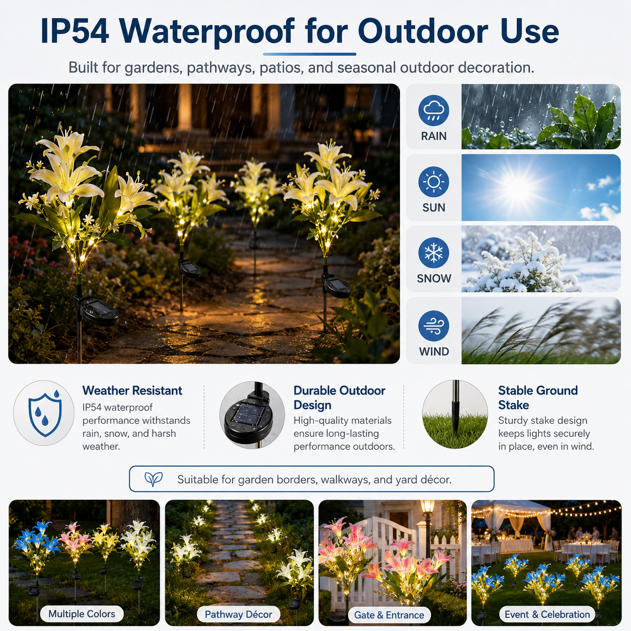 Solar Lily Lights – Outdoor Waterproof LED Garden Stakes