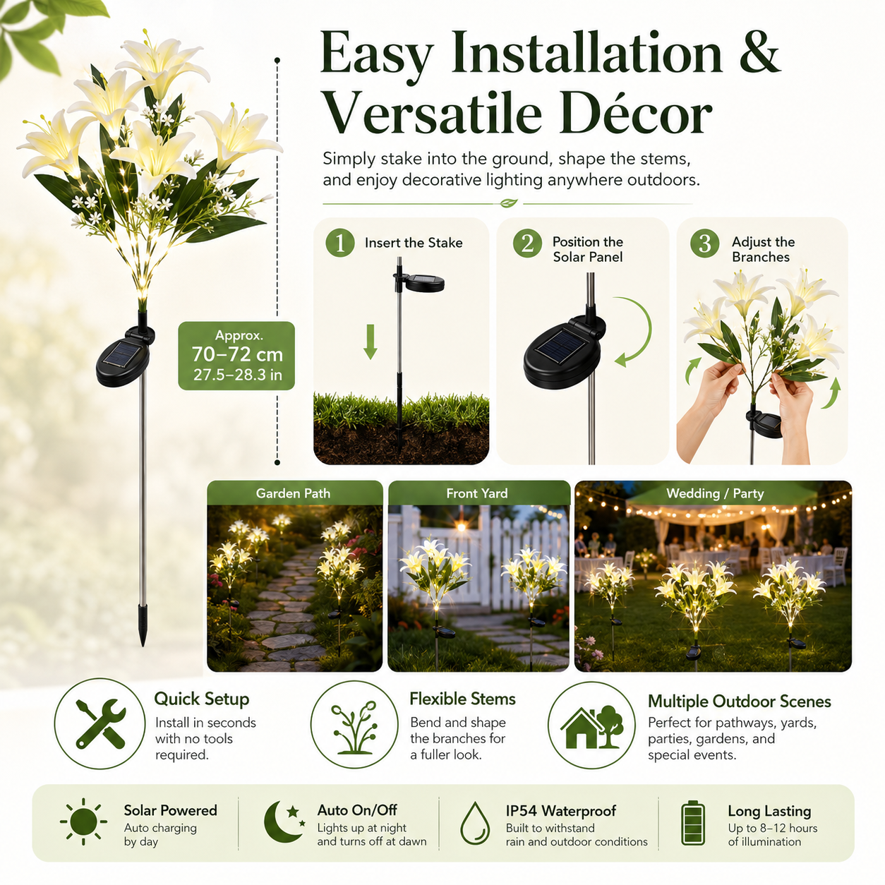 Solar Lily Lights – Outdoor Waterproof LED Garden Stakes