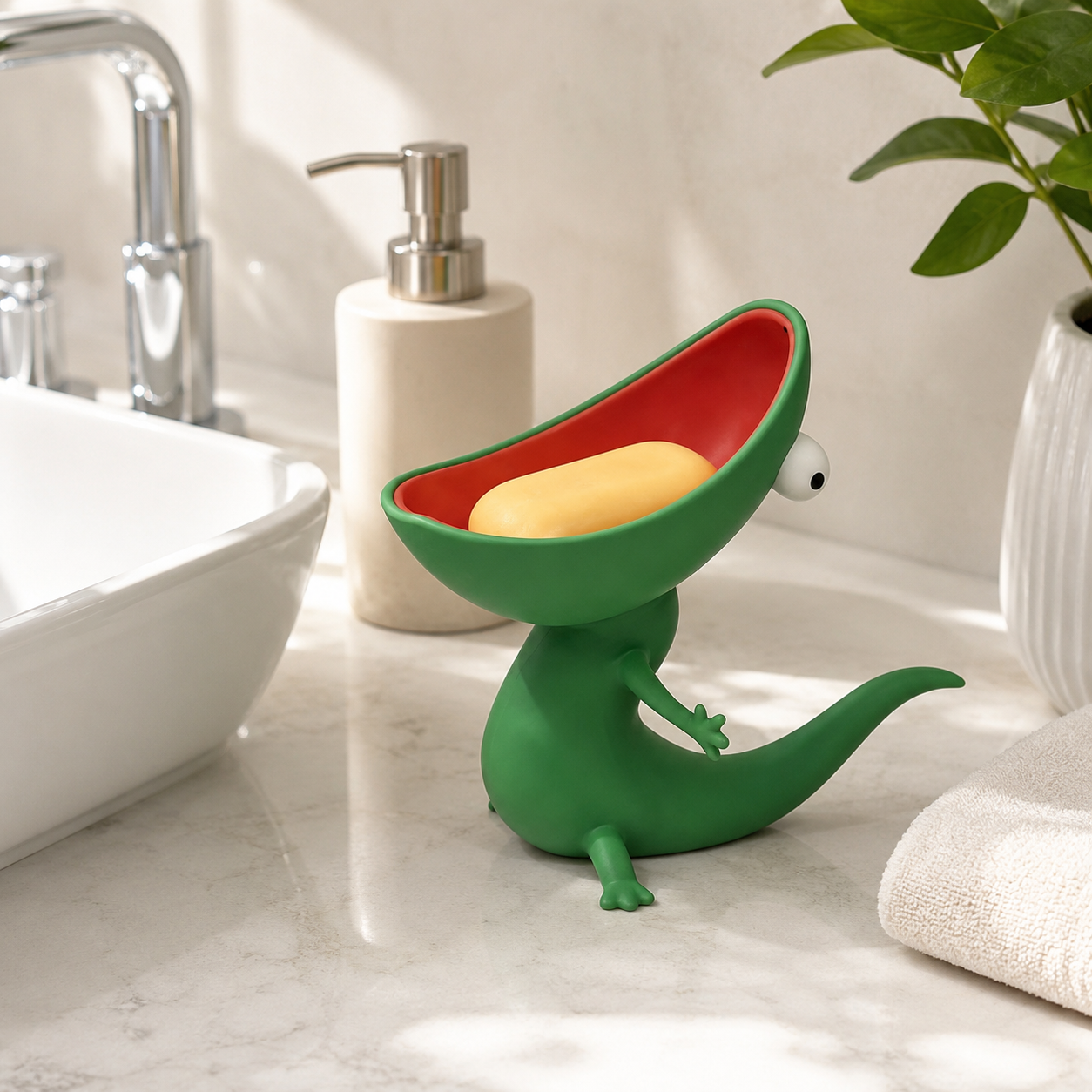Fun Lizard Desktop Organizer / Soap Holder – Cartoon Lizard Design for Keys, Candy, or Small Items