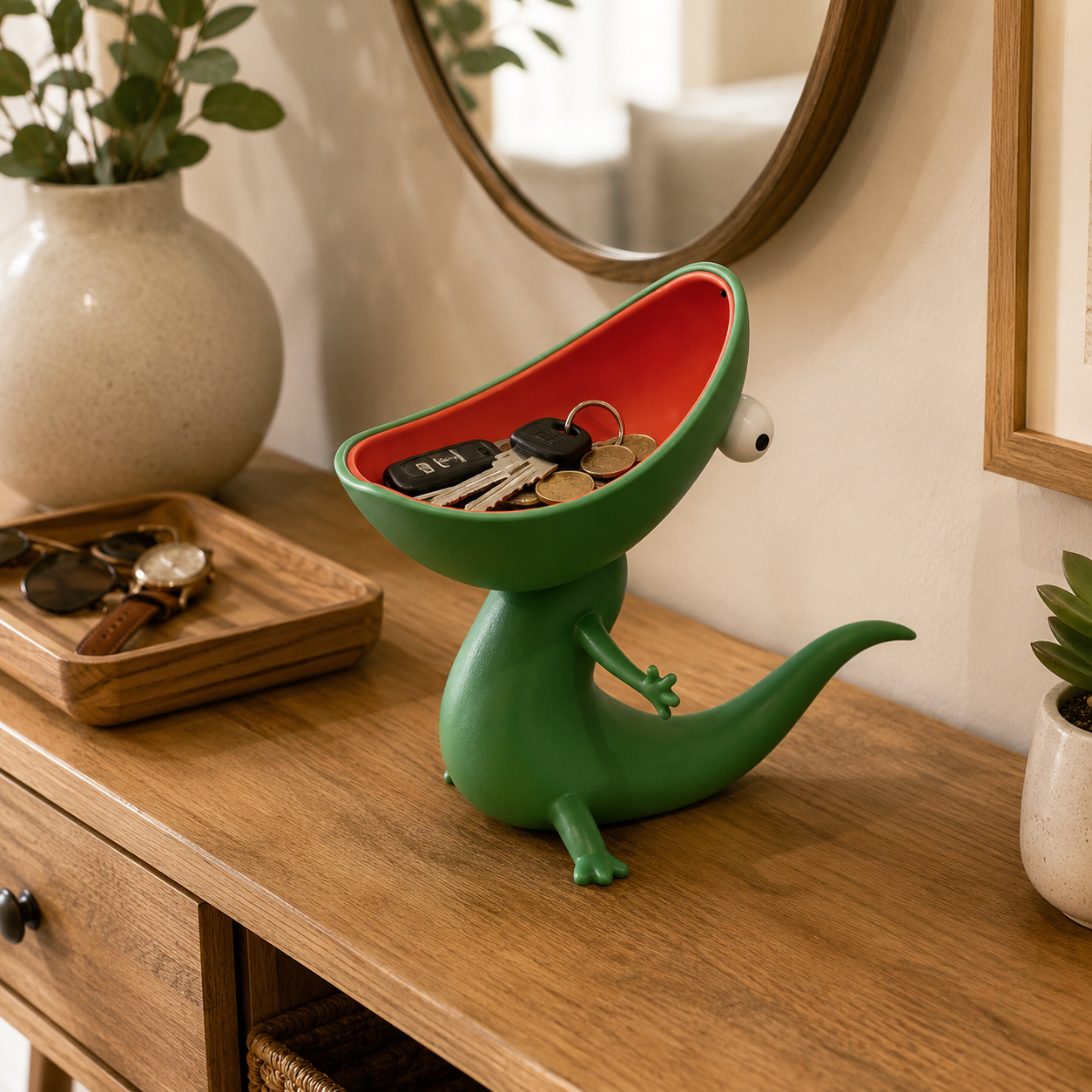 Fun Lizard Desktop Organizer / Soap Holder – Cartoon Lizard Design for Keys, Candy, or Small Items