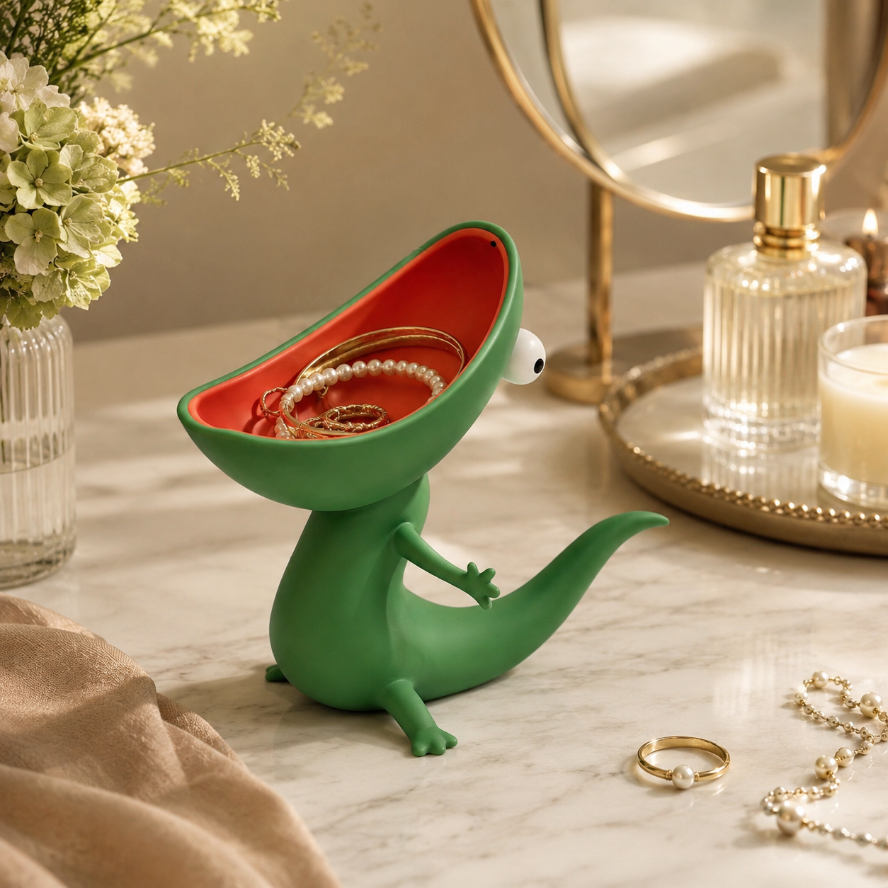 Fun Lizard Desktop Organizer / Soap Holder – Cartoon Lizard Design for Keys, Candy, or Small Items