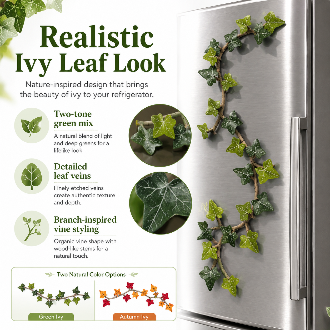 Decorative Ivy Leaf Refrigerator Magnets
