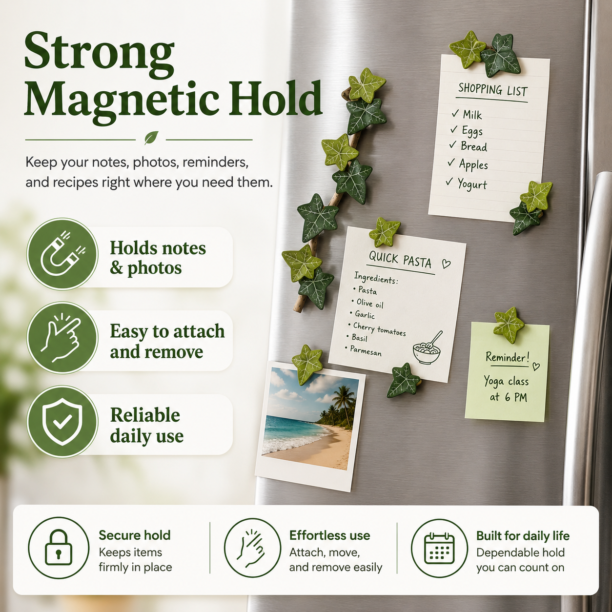 Decorative Ivy Leaf Refrigerator Magnets
