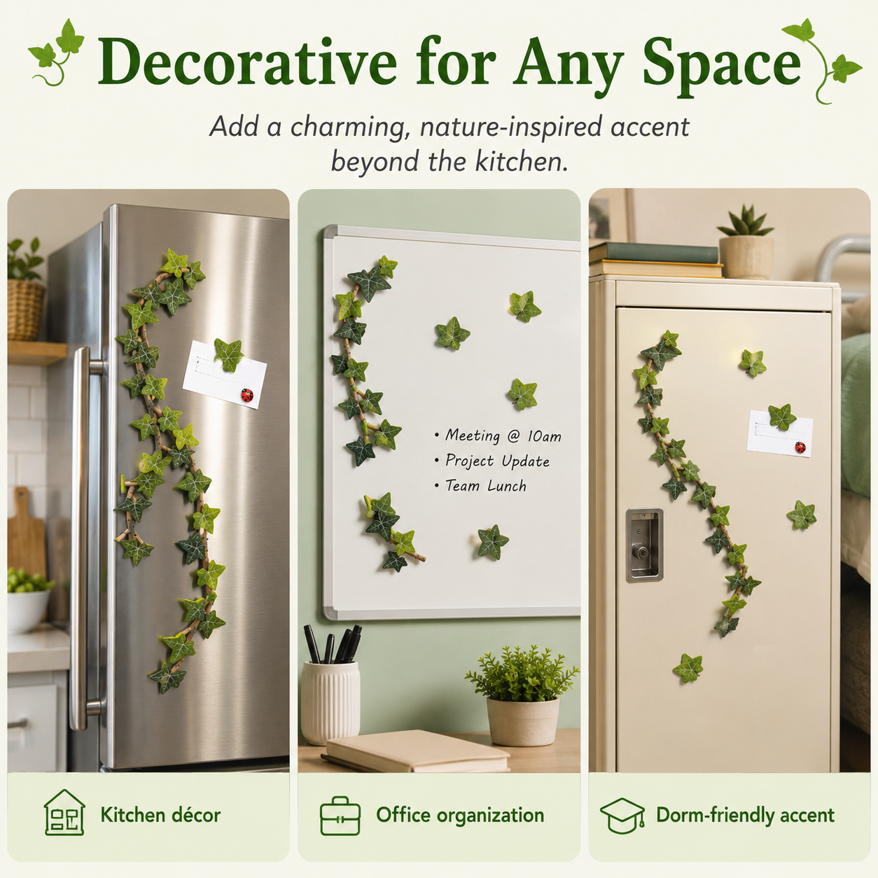 Decorative Ivy Leaf Refrigerator Magnets