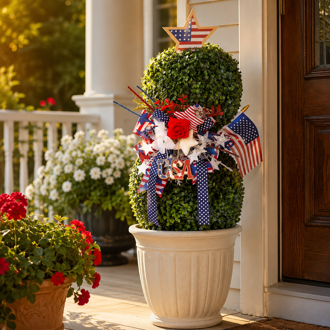 Patriotic Garden Topiary – 4th of July Outdoor Decor