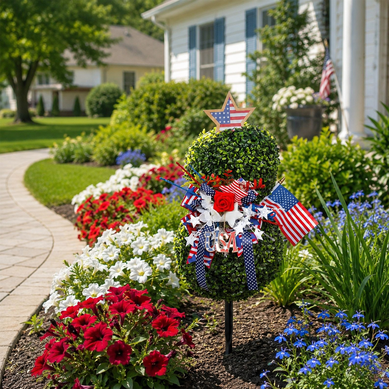 Patriotic Garden Topiary – 4th of July Outdoor Decor