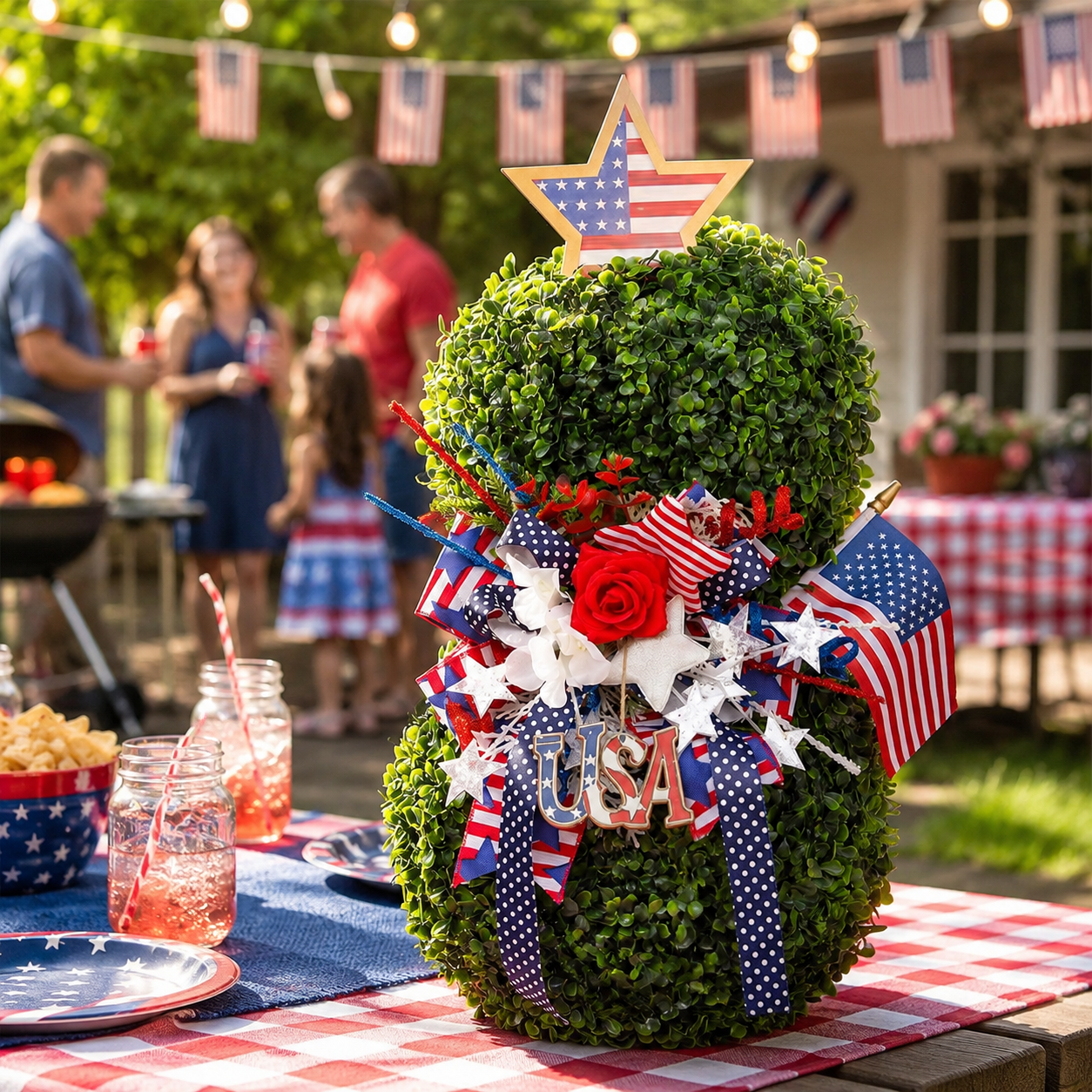 Patriotic Garden Topiary – 4th of July Outdoor Decor