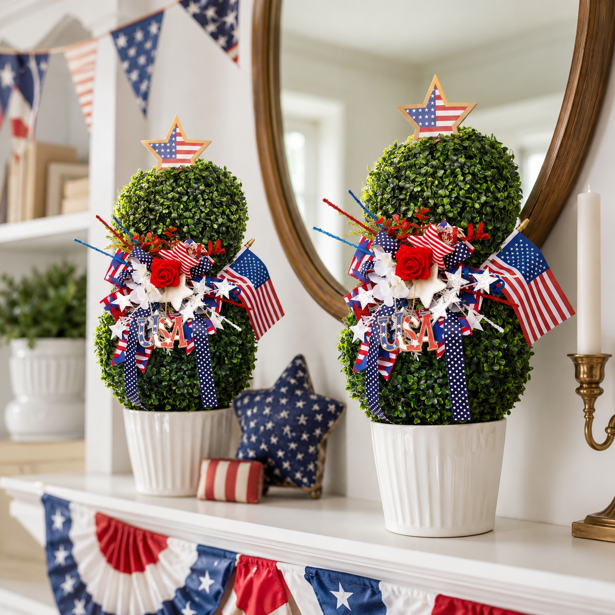 Patriotic Garden Topiary – 4th of July Outdoor Decor