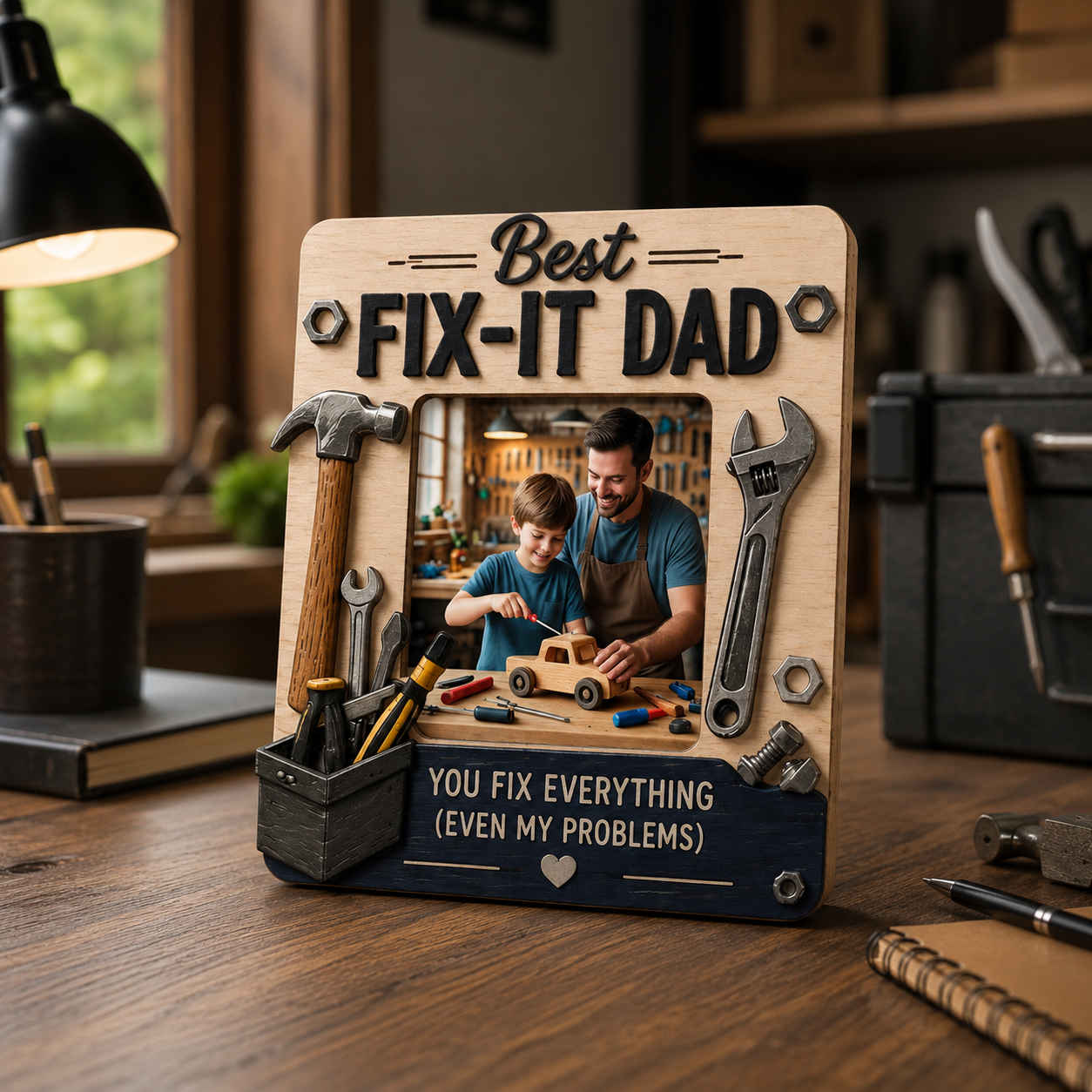 Father’s Day Wooden Photo Frame – Best Dad Series (Classic 3D Carved & Fun Cartoon Style)