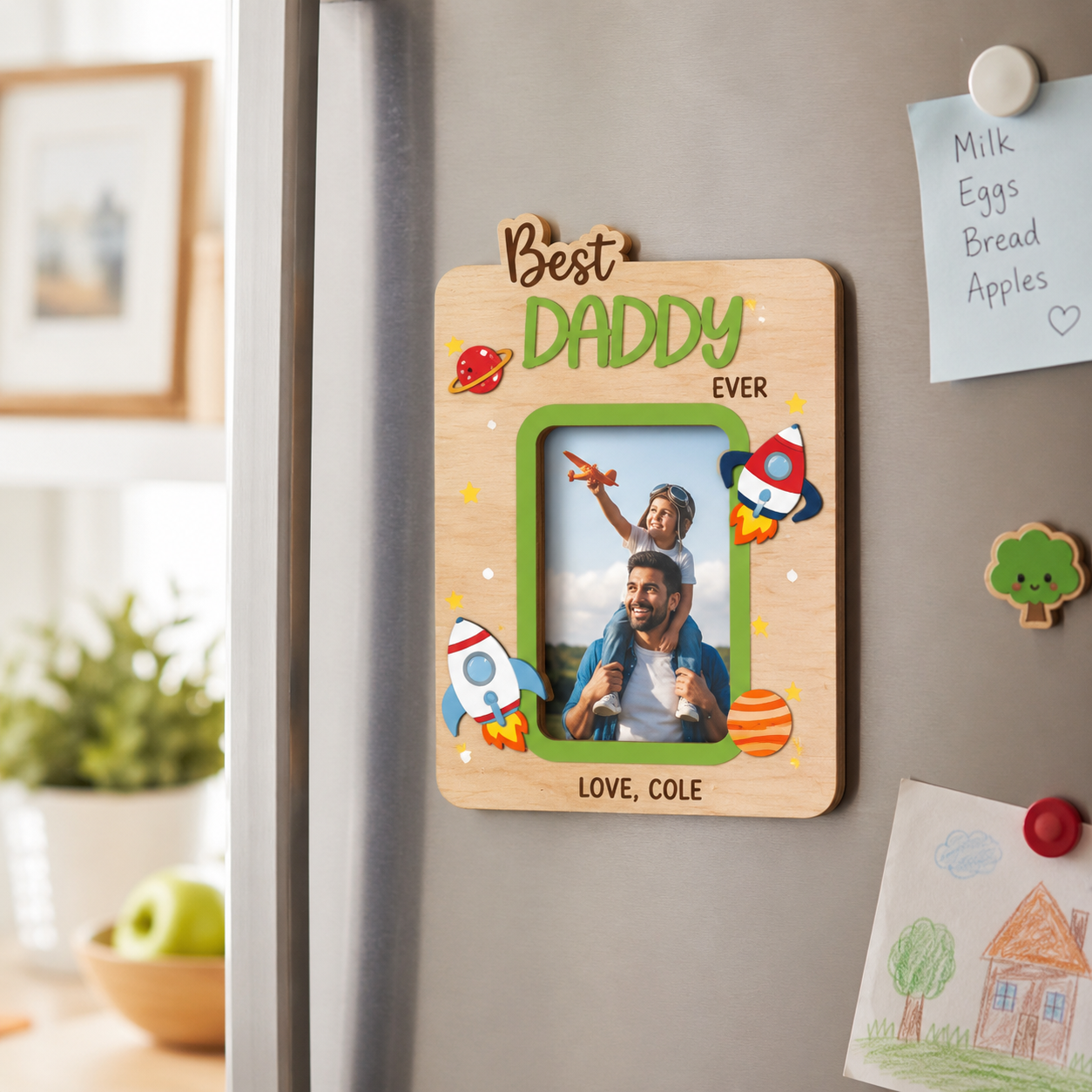 Father’s Day Wooden Photo Frame – Best Dad Series (Classic 3D Carved & Fun Cartoon Style)