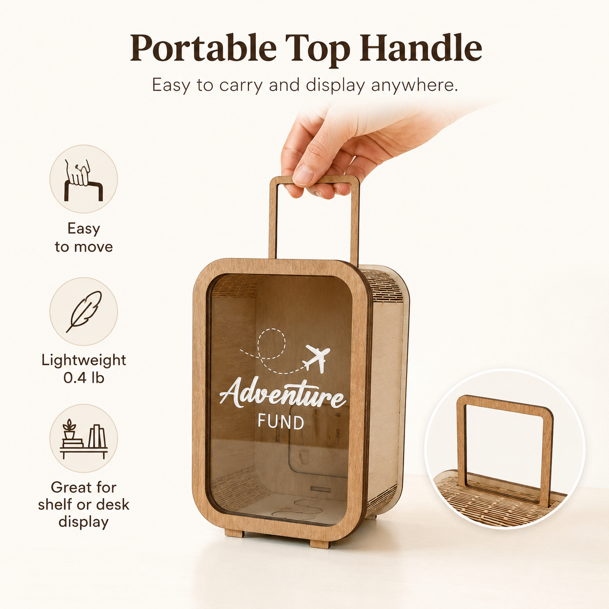 Travel Adventure Money Box – Wooden Creative Savings Jar
