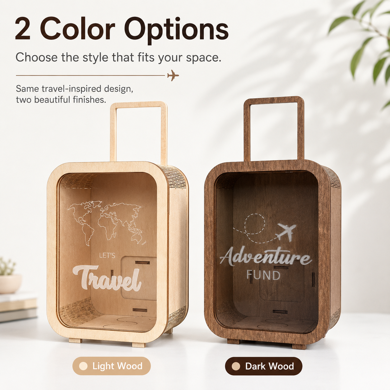Travel Adventure Money Box – Wooden Creative Savings Jar