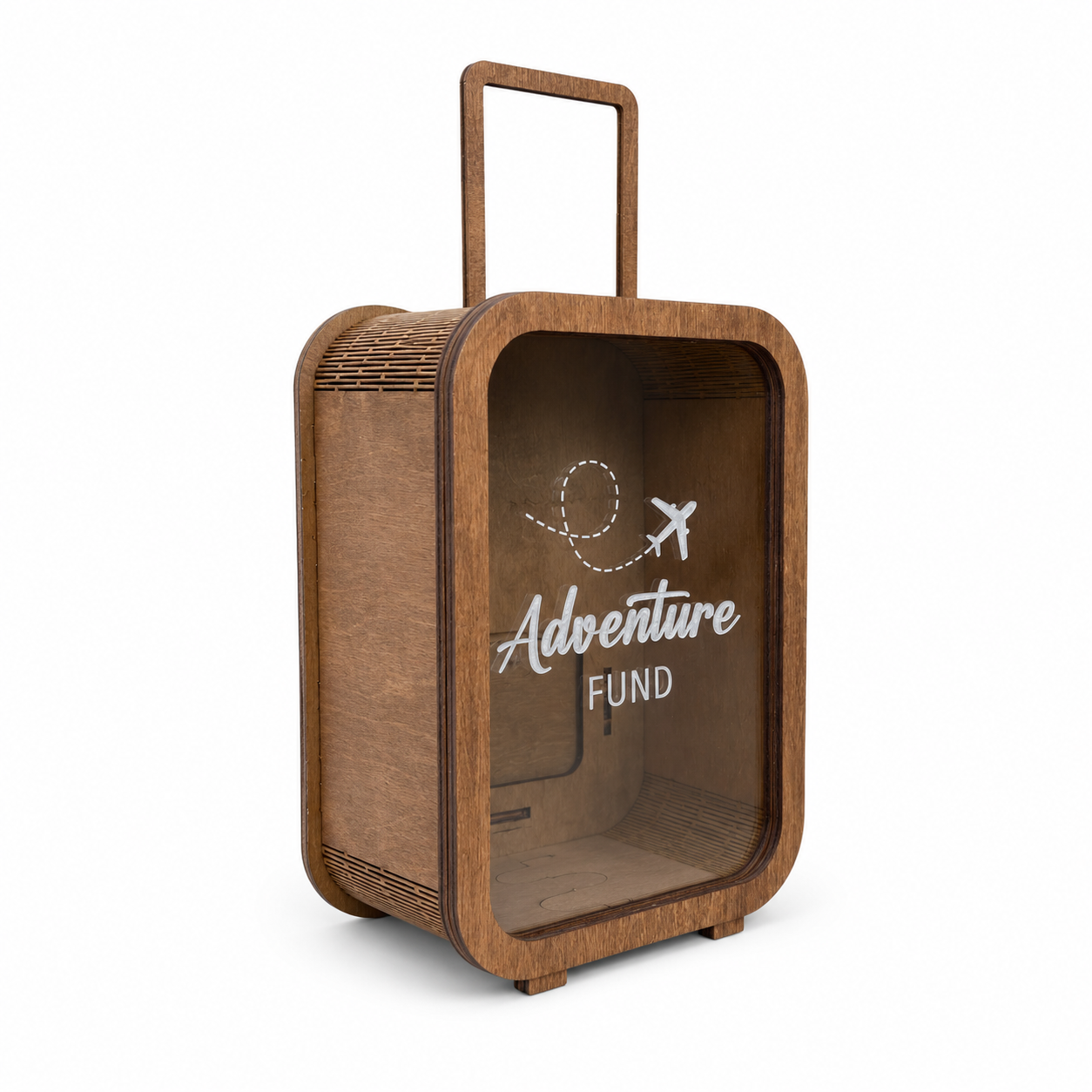 Travel Adventure Money Box – Wooden Creative Savings Jar