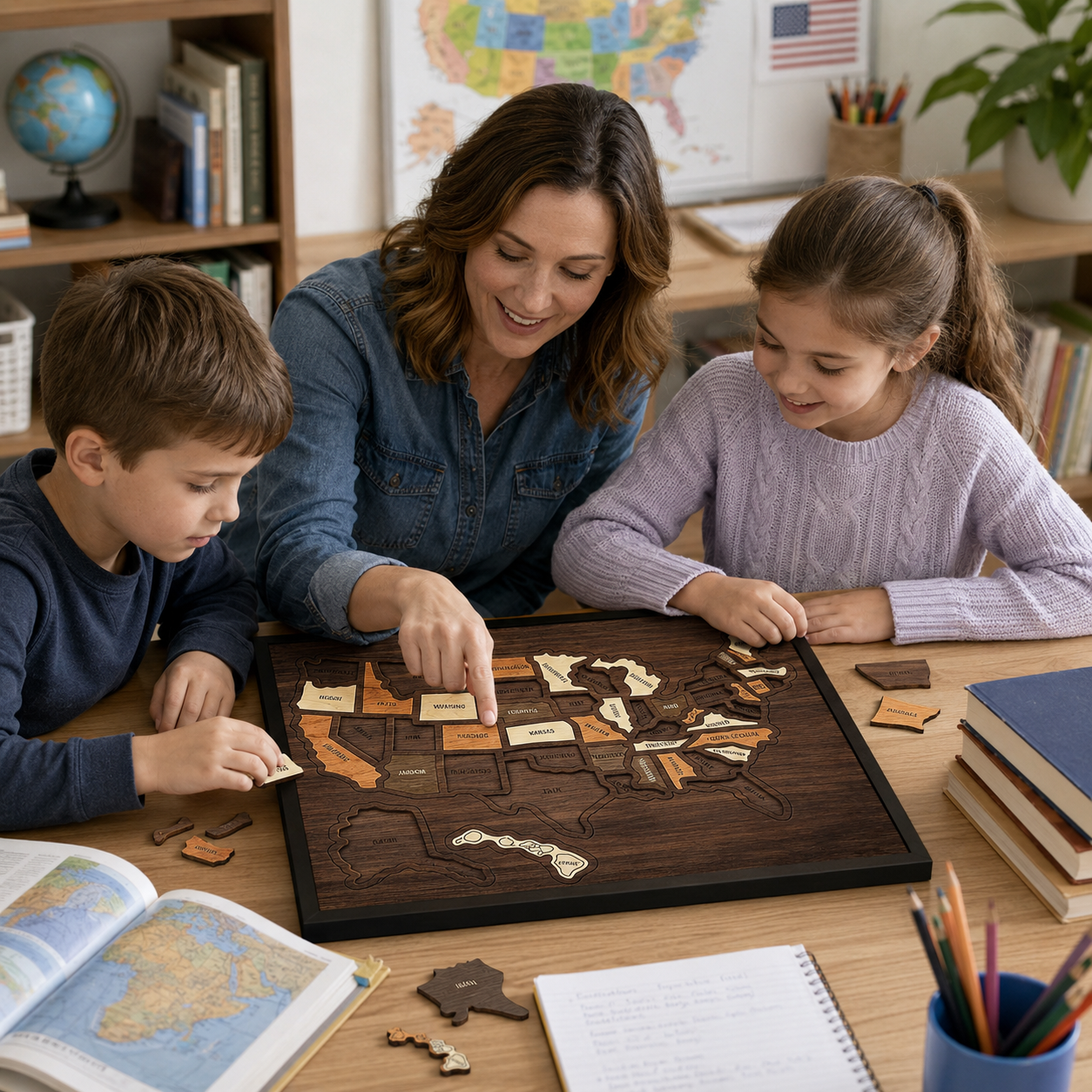 Wooden U.S. Map Puzzle | Educational & Decorative for Kids and Families