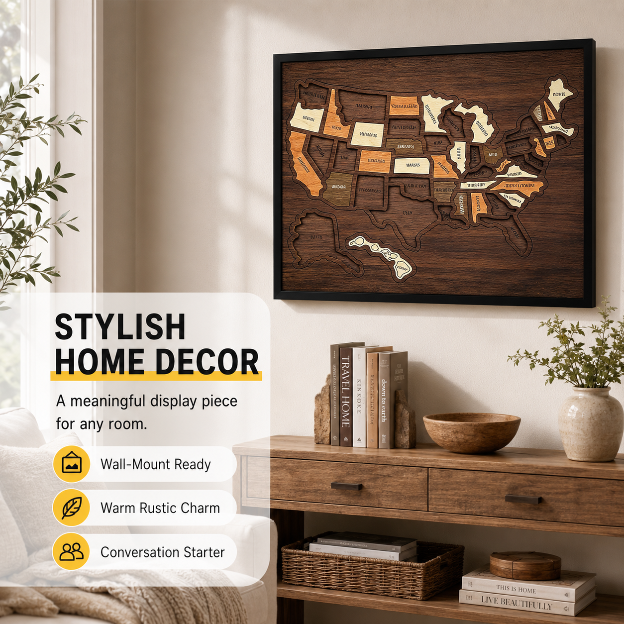 Wooden U.S. Map Puzzle | Educational & Decorative for Kids and Families