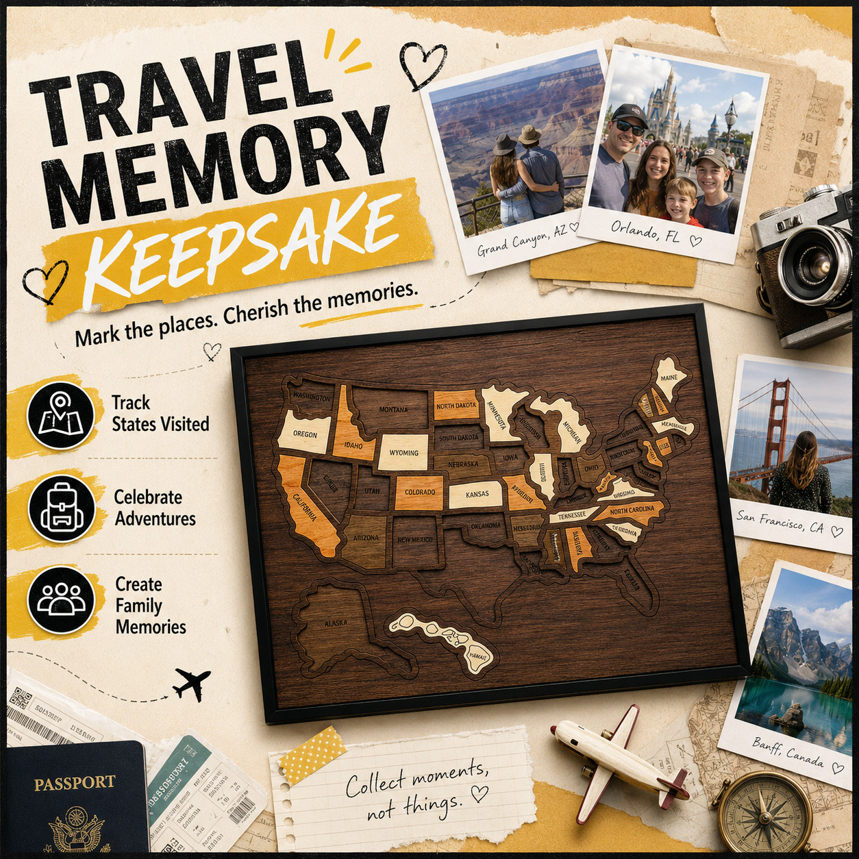 Wooden U.S. Map Puzzle | Educational & Decorative for Kids and Families