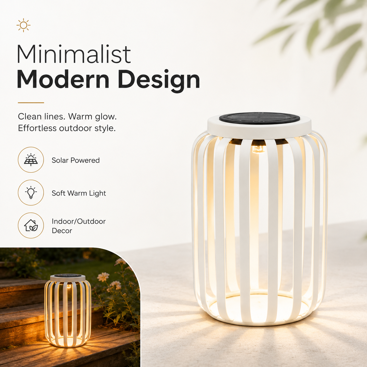 Luminous Minimalist Solar Lantern – White