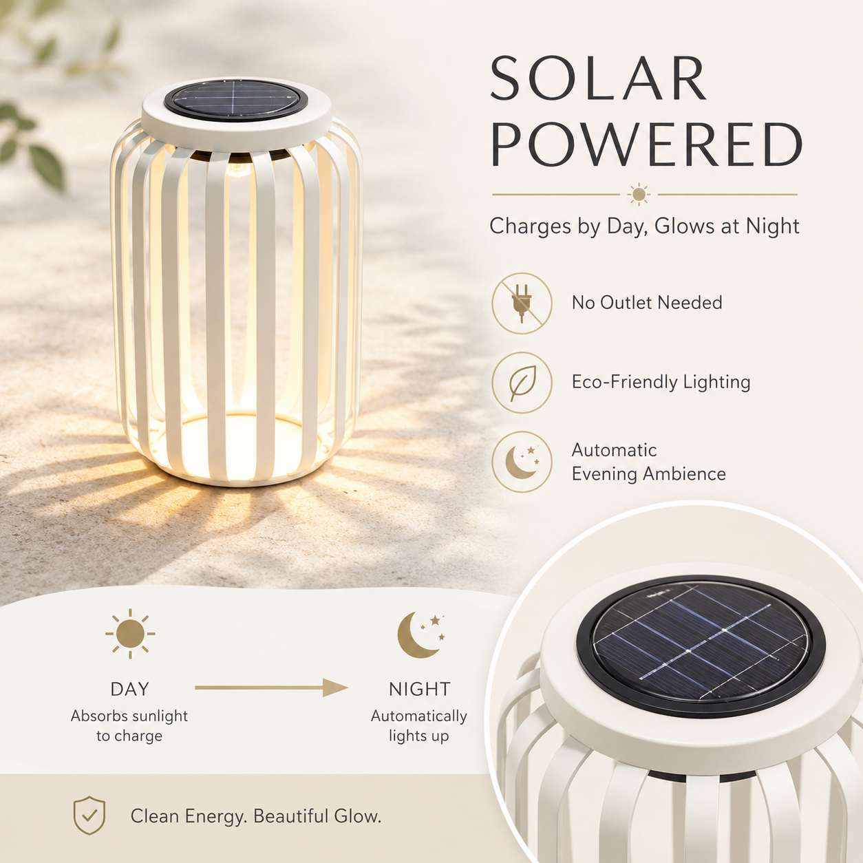Luminous Minimalist Solar Lantern – White