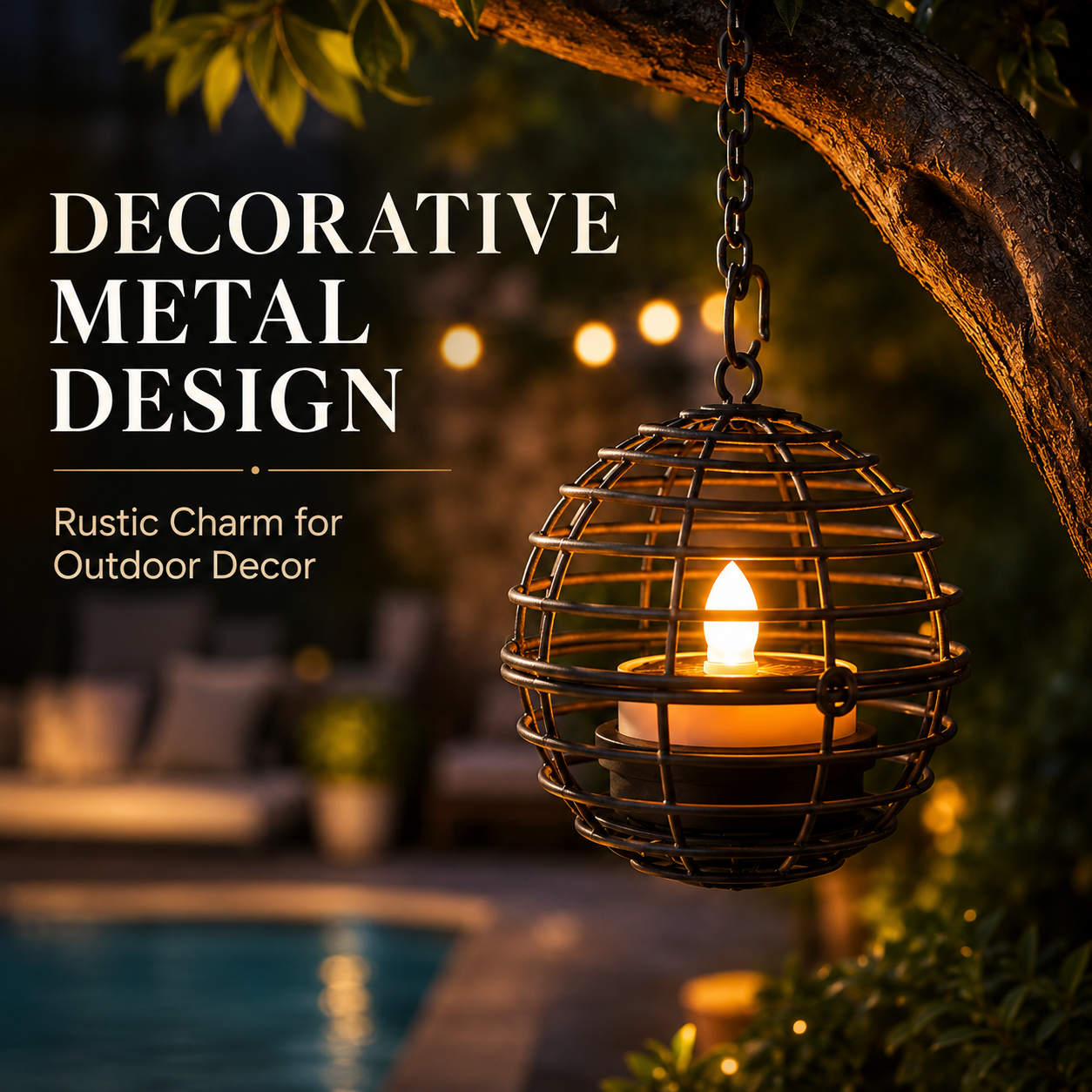 Solar Hanging Lantern Lights, Outdoor Metal Cage Tea Light Candle Lanterns with Flickering LED Flame, Waterproof Decorative Hanging Solar Lights for Patio, Garden, Yard, Porch, Tree, and Umbrella Decor