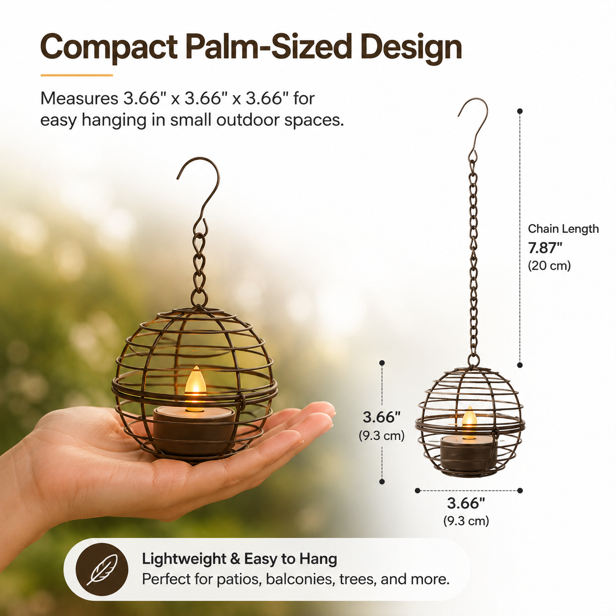 Solar Hanging Lantern Lights, Outdoor Metal Cage Tea Light Candle Lanterns with Flickering LED Flame, Waterproof Decorative Hanging Solar Lights for Patio, Garden, Yard, Porch, Tree, and Umbrella Decor
