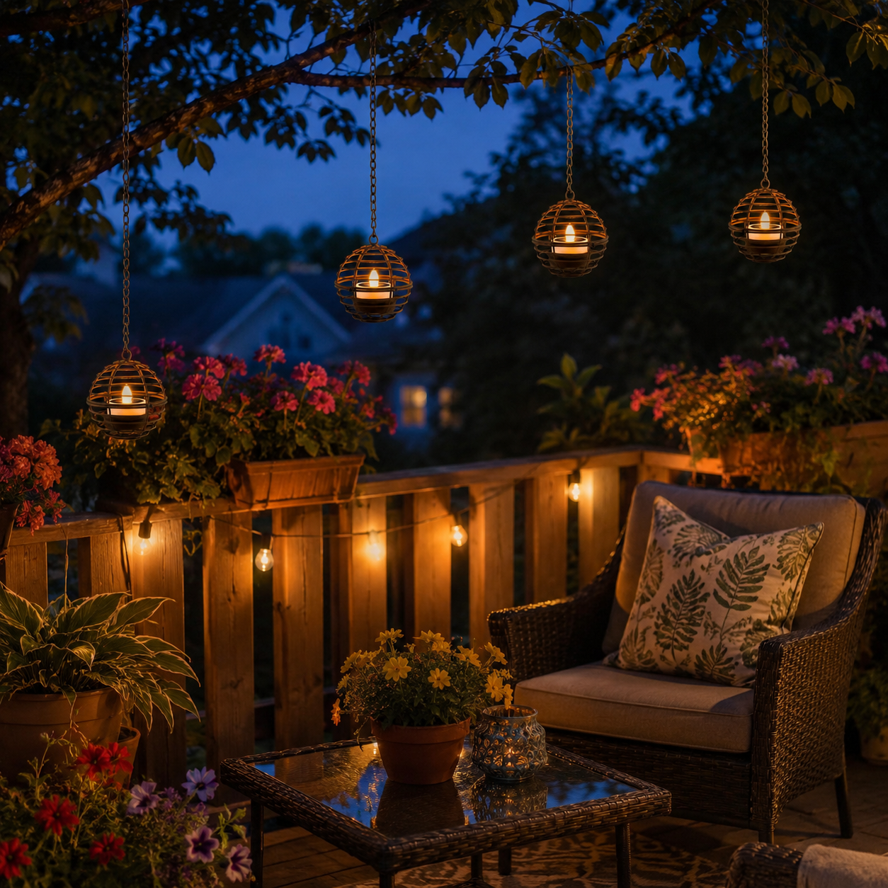 Solar Hanging Lantern Lights, Outdoor Metal Cage Tea Light Candle Lanterns with Flickering LED Flame, Waterproof Decorative Hanging Solar Lights for Patio, Garden, Yard, Porch, Tree, and Umbrella Decor