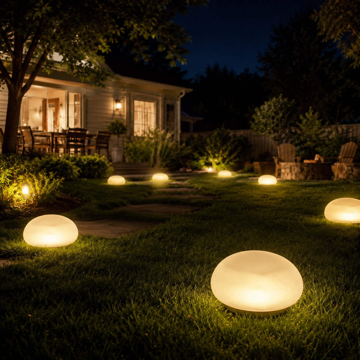 Solar Pebble Garden Lights, Outdoor Decorative Rock Lights with Hidden Solar Charging, Auto On/Off for Yard, Lawn, Patio and Walkway