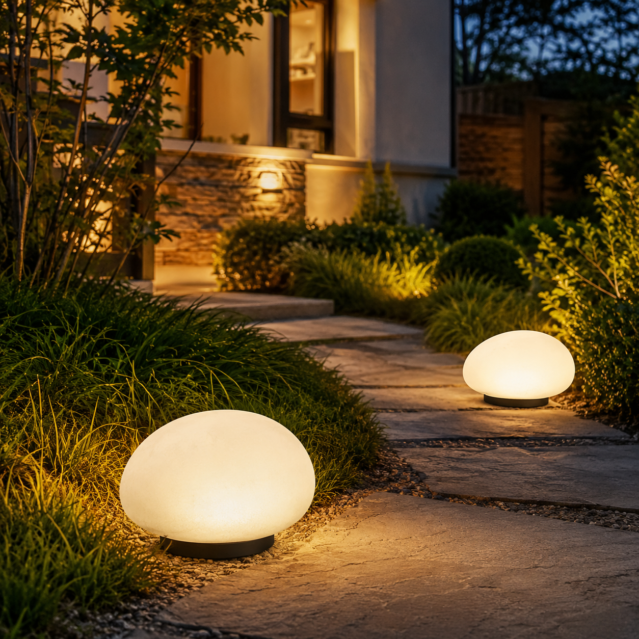 Solar Pebble Garden Lights, Outdoor Decorative Rock Lights with Hidden Solar Charging, Auto On/Off for Yard, Lawn, Patio and Walkway