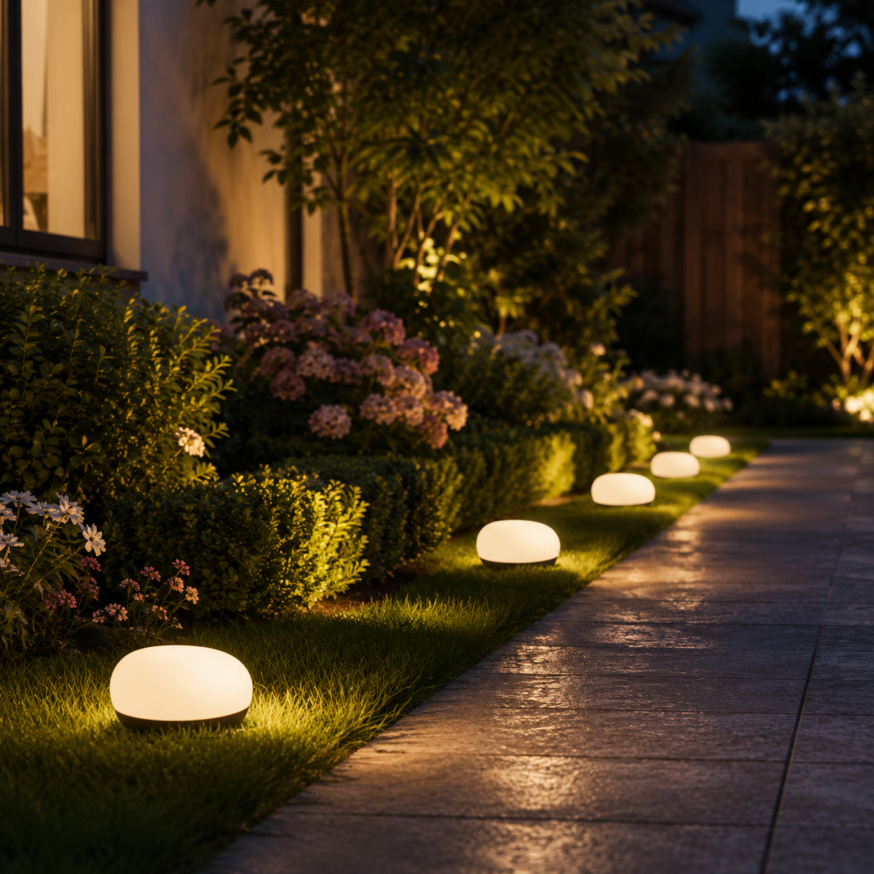 Solar Pebble Garden Lights, Outdoor Decorative Rock Lights with Hidden Solar Charging, Auto On/Off for Yard, Lawn, Patio and Walkway