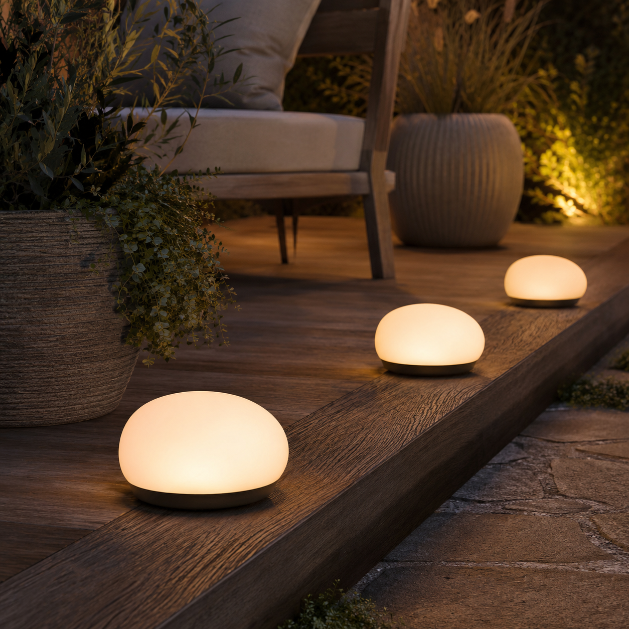 Solar Pebble Garden Lights, Outdoor Decorative Rock Lights with Hidden Solar Charging, Auto On/Off for Yard, Lawn, Patio and Walkway