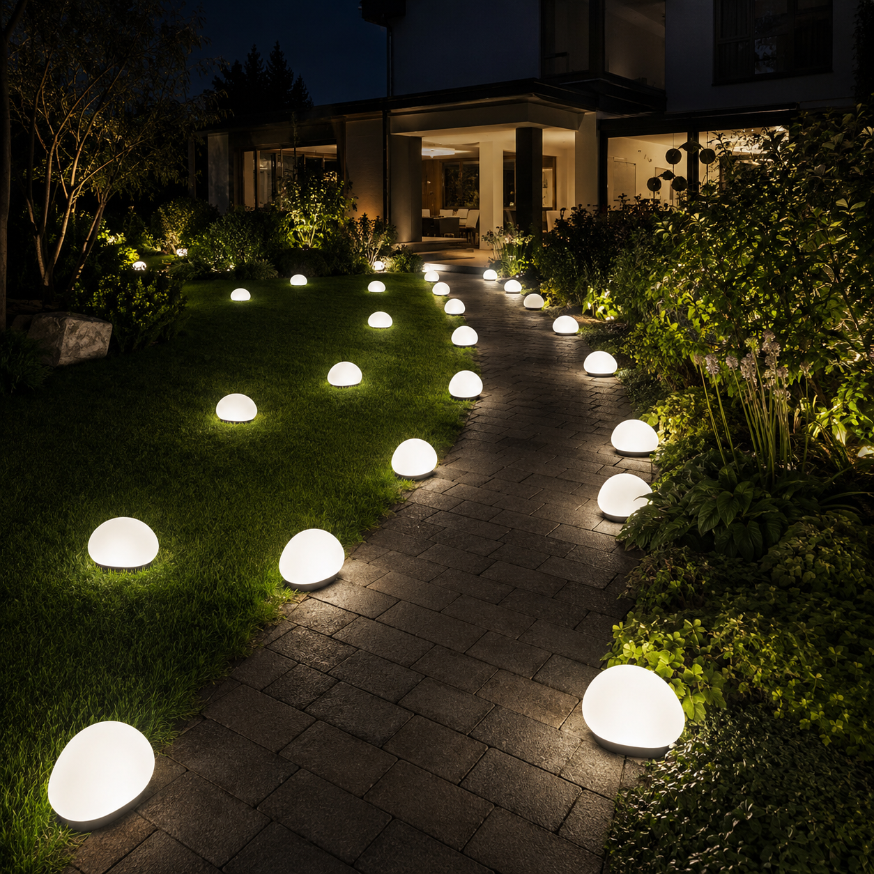 Solar Pebble Garden Lights, Outdoor Decorative Rock Lights, Available in Cool White, Warm White or Colorful Styles, Large and Small Sizes for Yard, Lawn, Patio and Pathway Decor