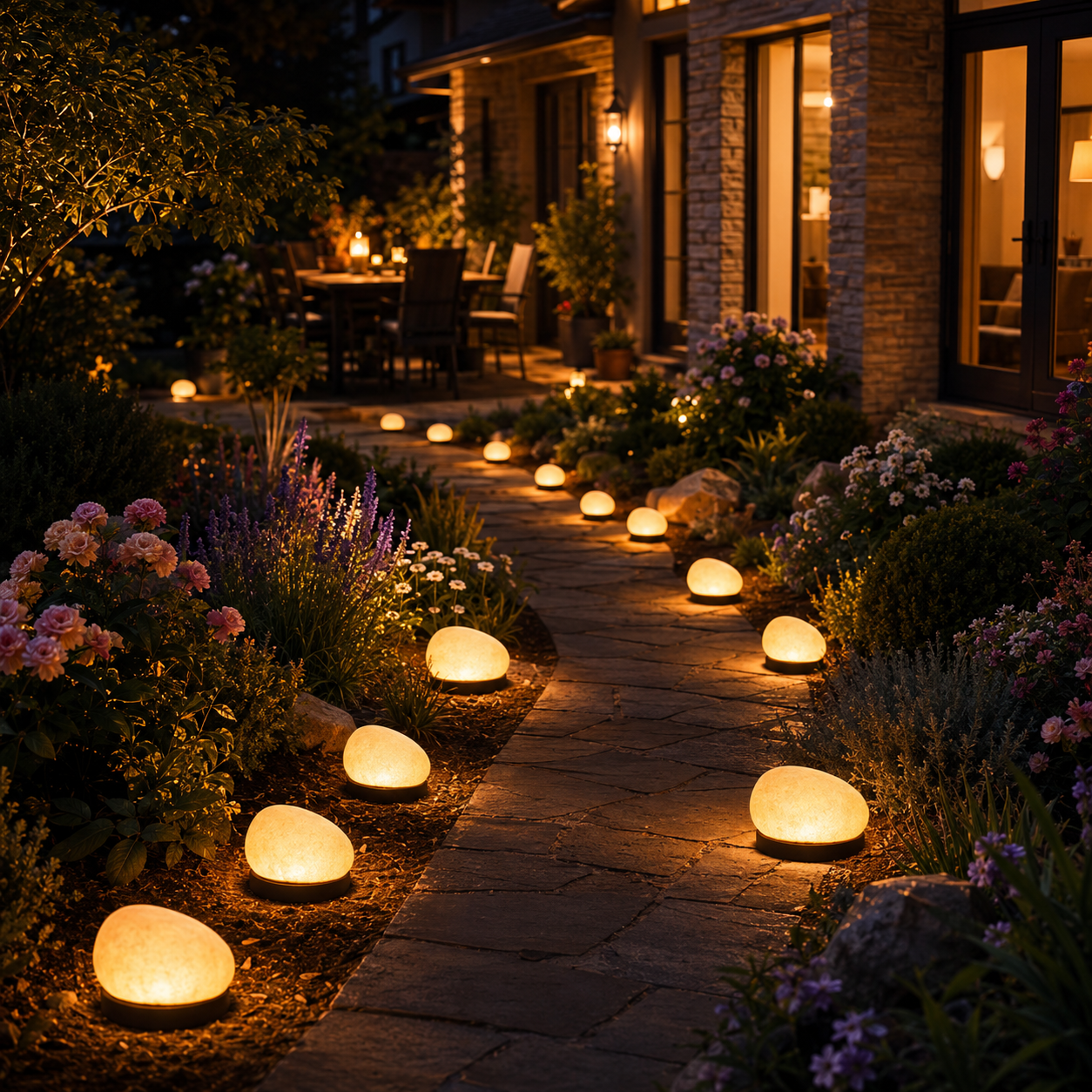 Solar Pebble Garden Lights, Outdoor Decorative Rock Lights, Available in Cool White, Warm White or Colorful Styles, Large and Small Sizes for Yard, Lawn, Patio and Pathway Decor
