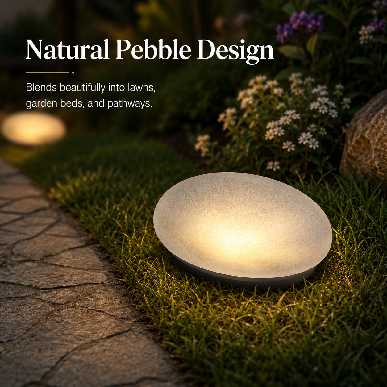 Solar Pebble Garden Lights, Outdoor Decorative Rock Lights, Available in Cool White, Warm White or Colorful Styles, Large and Small Sizes for Yard, Lawn, Patio and Pathway Decor