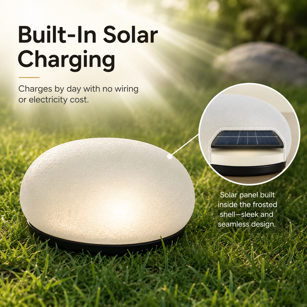 Solar Pebble Garden Lights, Outdoor Decorative Rock Lights, Available in Cool White, Warm White or Colorful Styles, Large and Small Sizes for Yard, Lawn, Patio and Pathway Decor