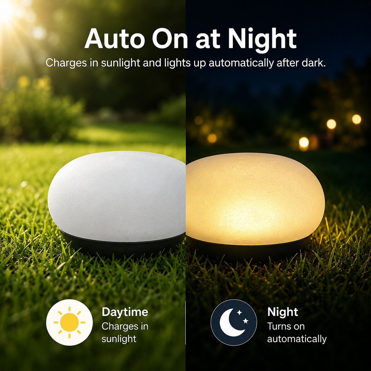 Solar Pebble Garden Lights, Outdoor Decorative Rock Lights, Available in Cool White, Warm White or Colorful Styles, Large and Small Sizes for Yard, Lawn, Patio and Pathway Decor