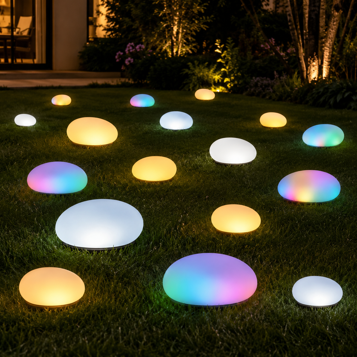 Solar Pebble Garden Lights, Outdoor Decorative Rock Lights, Available in Cool White, Warm White or Colorful Styles, Large and Small Sizes for Yard, Lawn, Patio and Pathway Decor