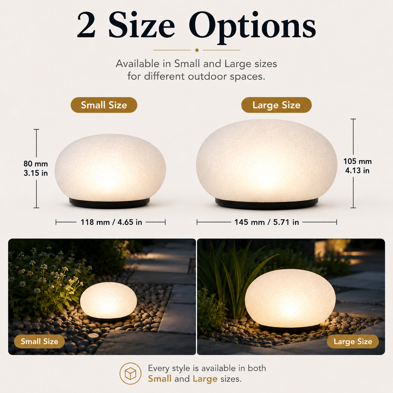 Solar Pebble Garden Lights, Outdoor Decorative Rock Lights, Available in Cool White, Warm White or Colorful Styles, Large and Small Sizes for Yard, Lawn, Patio and Pathway Decor