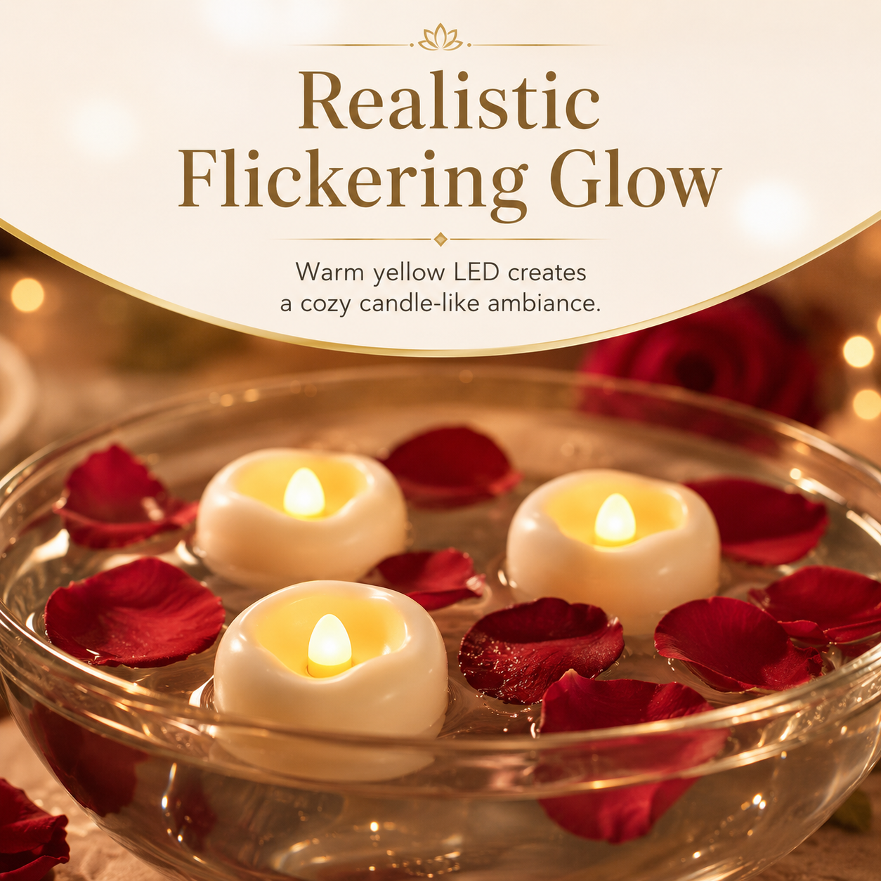 Floating LED Tea Lights Candles, Waterproof Flameless Floating Candles with Warm Yellow Flickering Light, Battery Operated Pool Candles for Bathtub, Wedding, Party, Home Decor, Pool & Spa Decorations