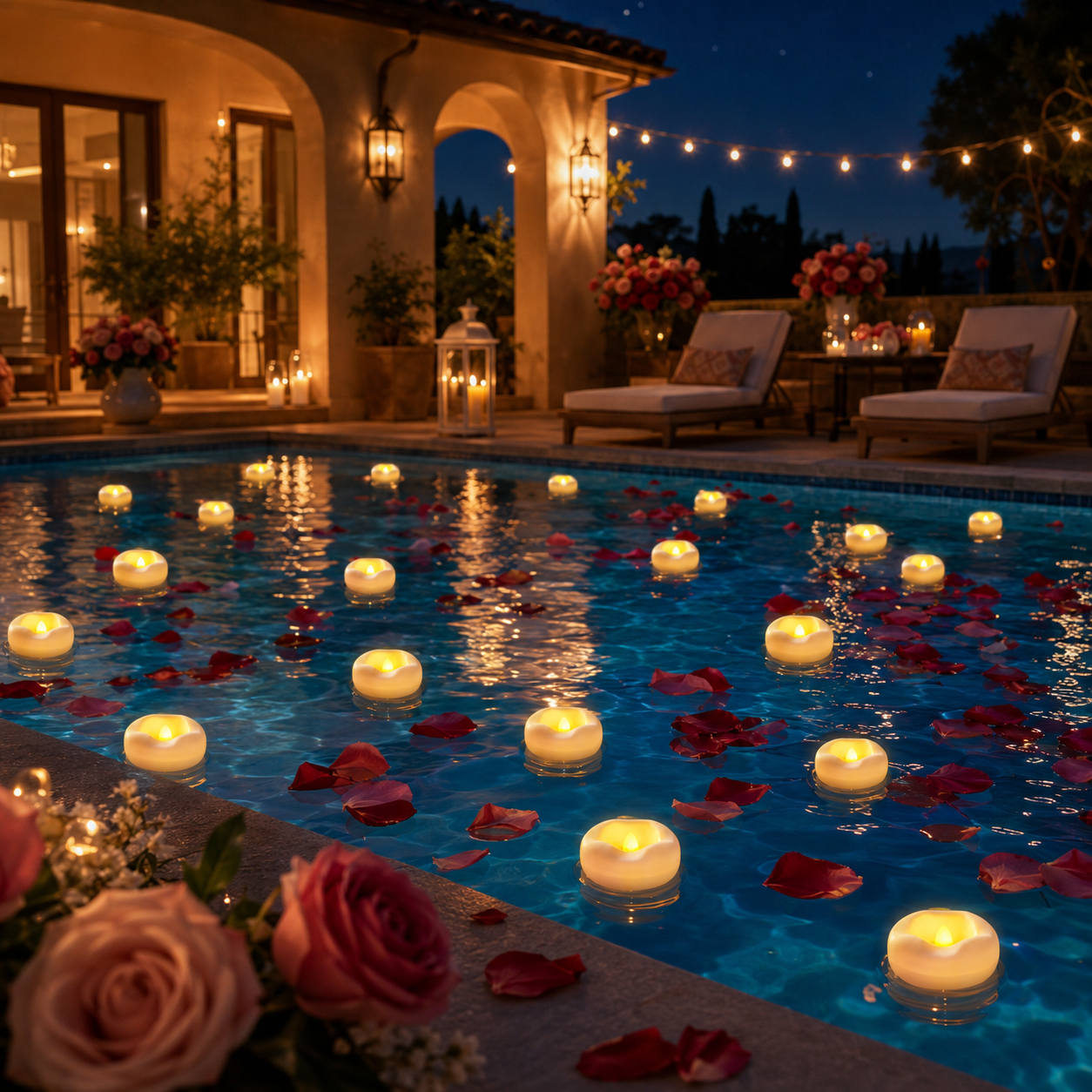 Floating LED Tea Lights Candles, Waterproof Flameless Floating Candles with Warm Yellow Flickering Light, Battery Operated Pool Candles for Bathtub, Wedding, Party, Home Decor, Pool & Spa Decorations