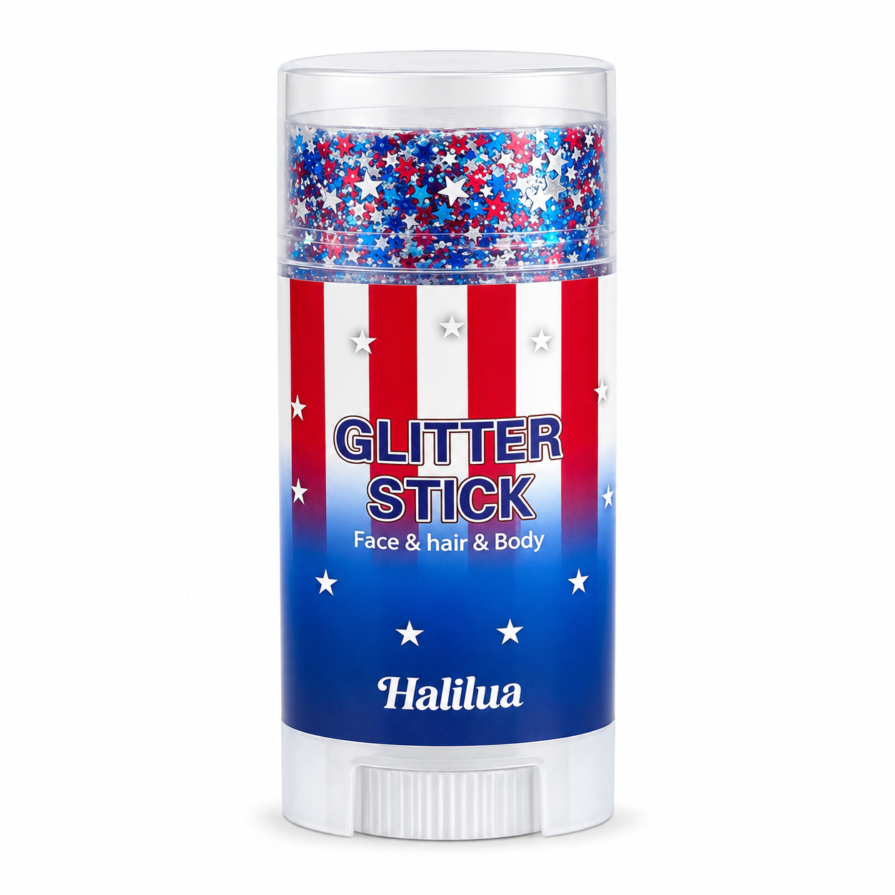 Red White Blue Glitter Stick for Face, Hair & Body, 4th of July Patriotic Body Glitter Balm, Easy Apply Washable Sparkle Makeup Stick for Parties, Festivals, Independence Day, Concerts & Holiday Celebrations